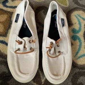 Never worn white sperrys